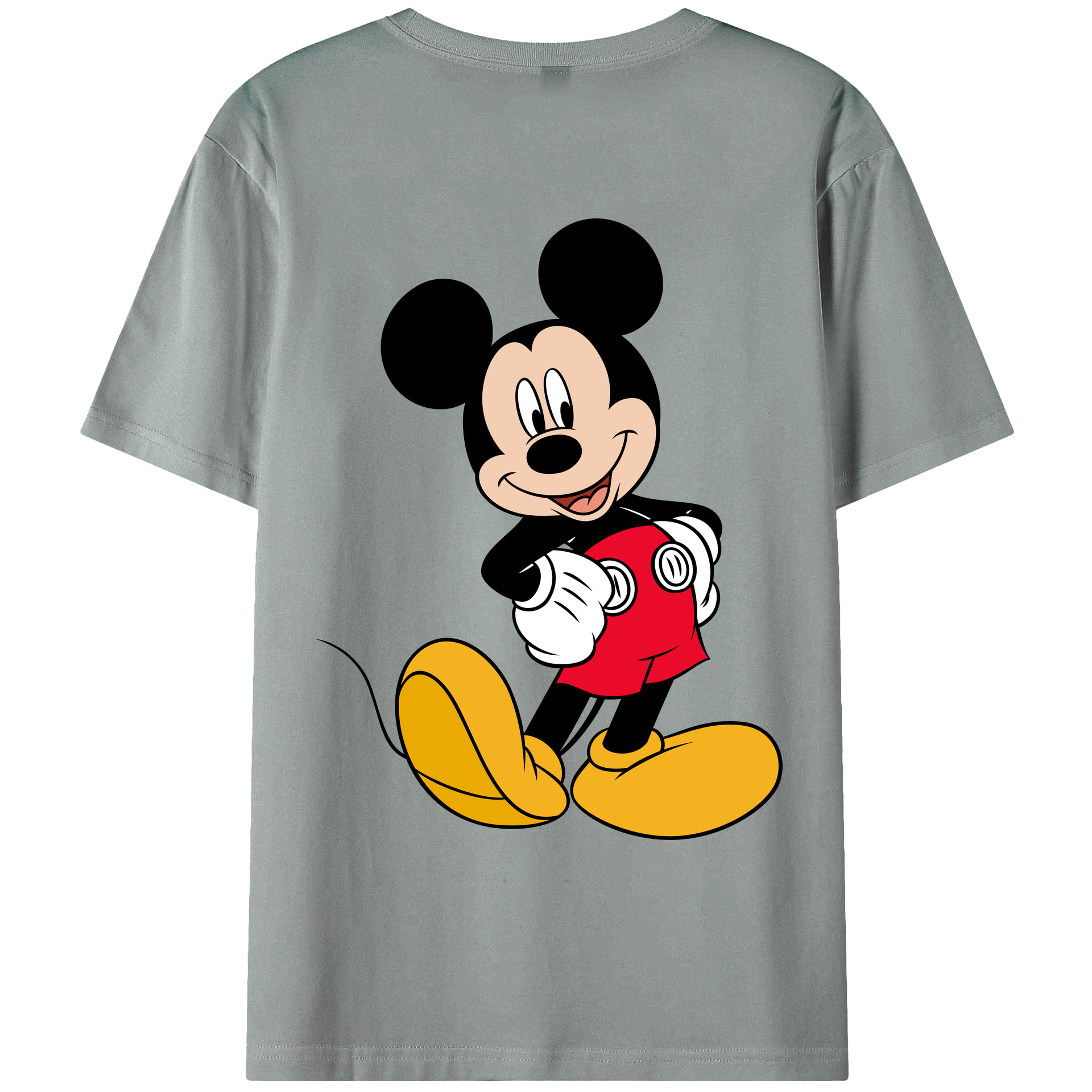 ミッキーマウス Mickey Mouse 綿100％ メンズ半袖Tシャツ（バックプリント） 通気性